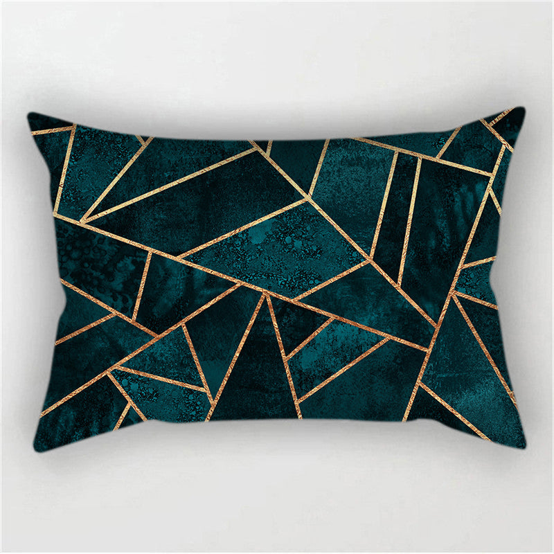 2pc New Geometric Pattern Double sided Polyester Blend Lumbar Pillow (With/ Without Insert)  reversible