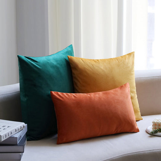 Well mixed colors of green yellow and orange Pack of 3 velvet throw pillow covers and inserts included 3 sizes of 1 of 20"x20", 1 of 18"x18"and 1 of 12"x20", 20x20 inch.
