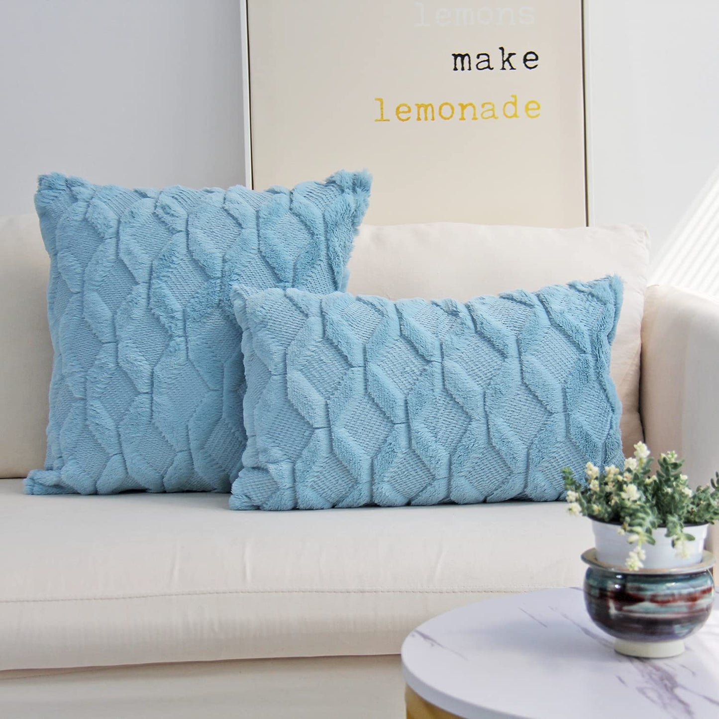 Pack of 2 One 18"x18" with a matching color of one 12"x20" Square and rectangle combo set throw pillow covers with inserts