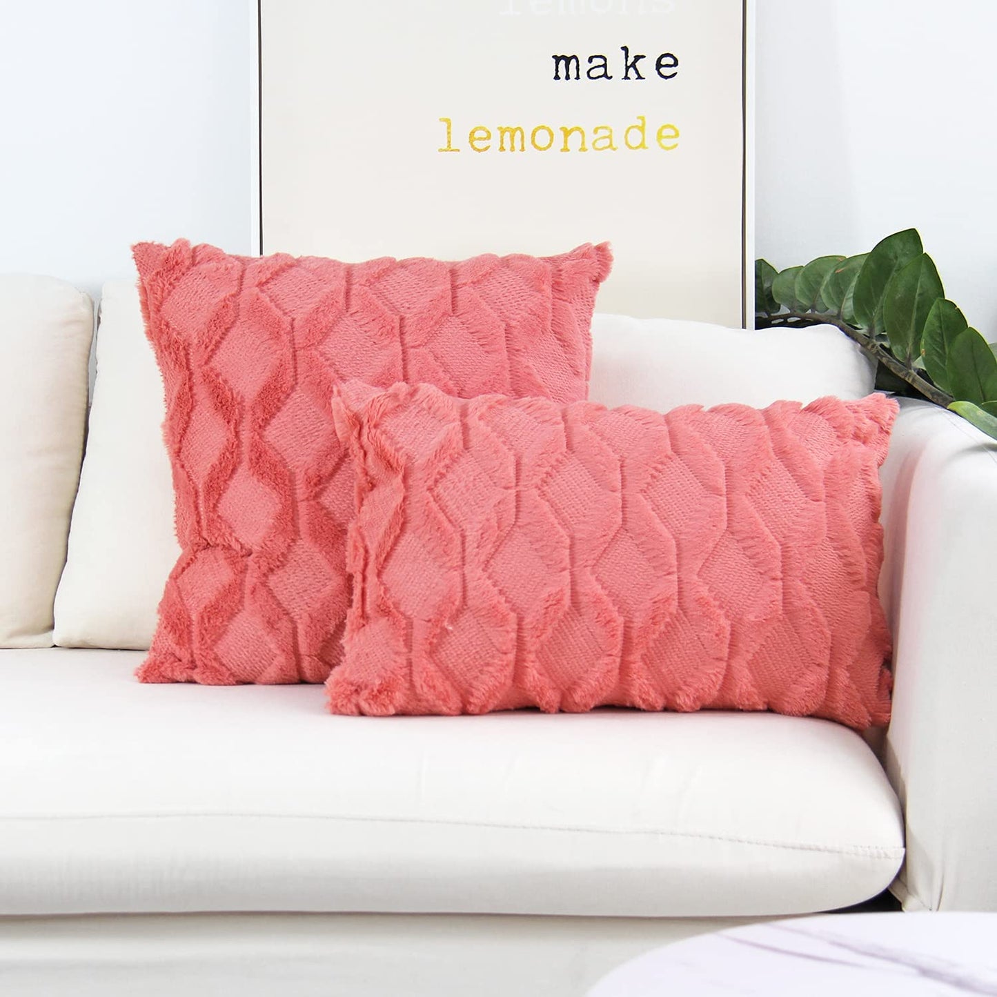 Pack of 2 One 18"x18" with a matching color of one 12"x20" Square and rectangle combo set throw pillow covers with inserts