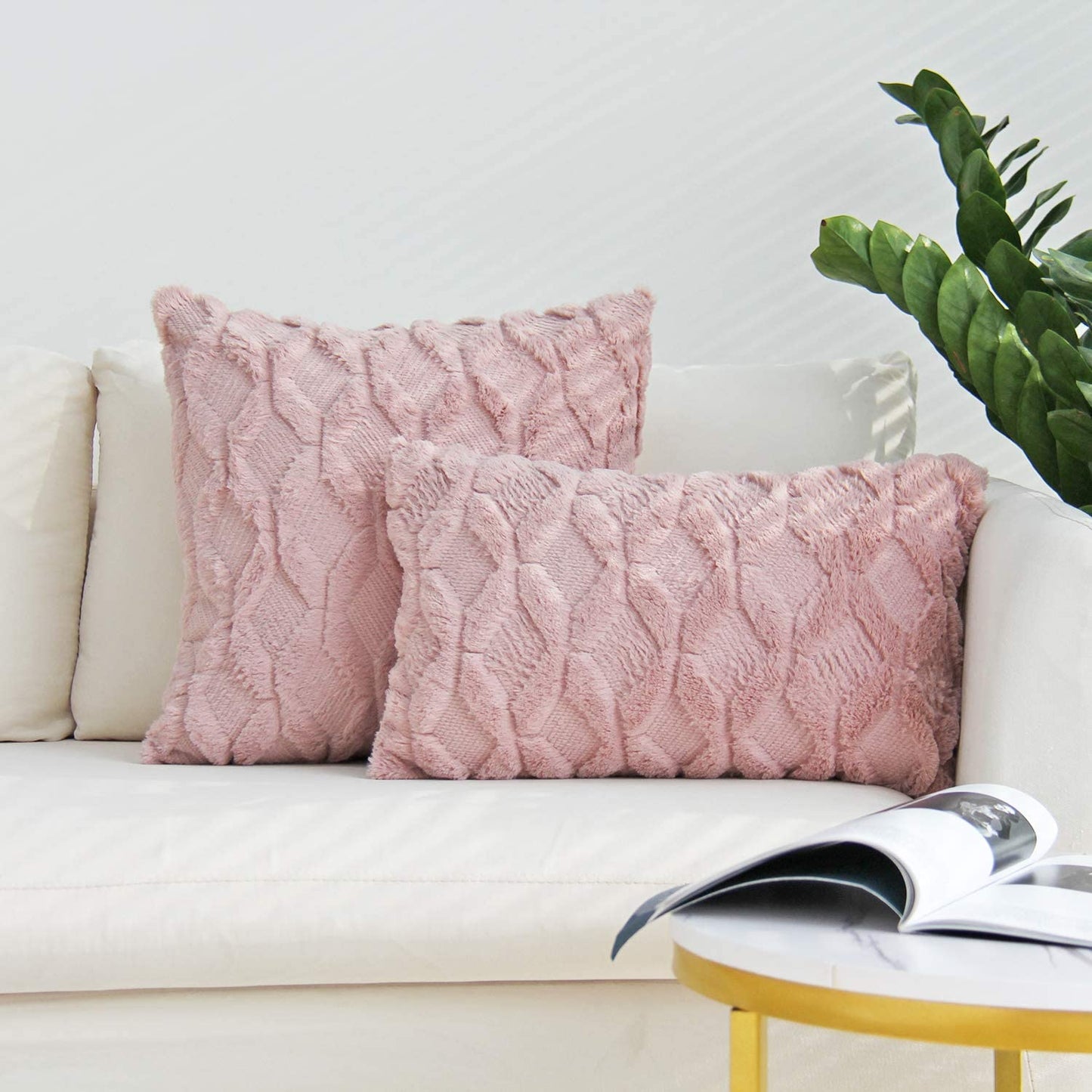 Pack of 2 One 18"x18" with a matching color of one 12"x20" Square and rectangle combo set throw pillow covers with inserts