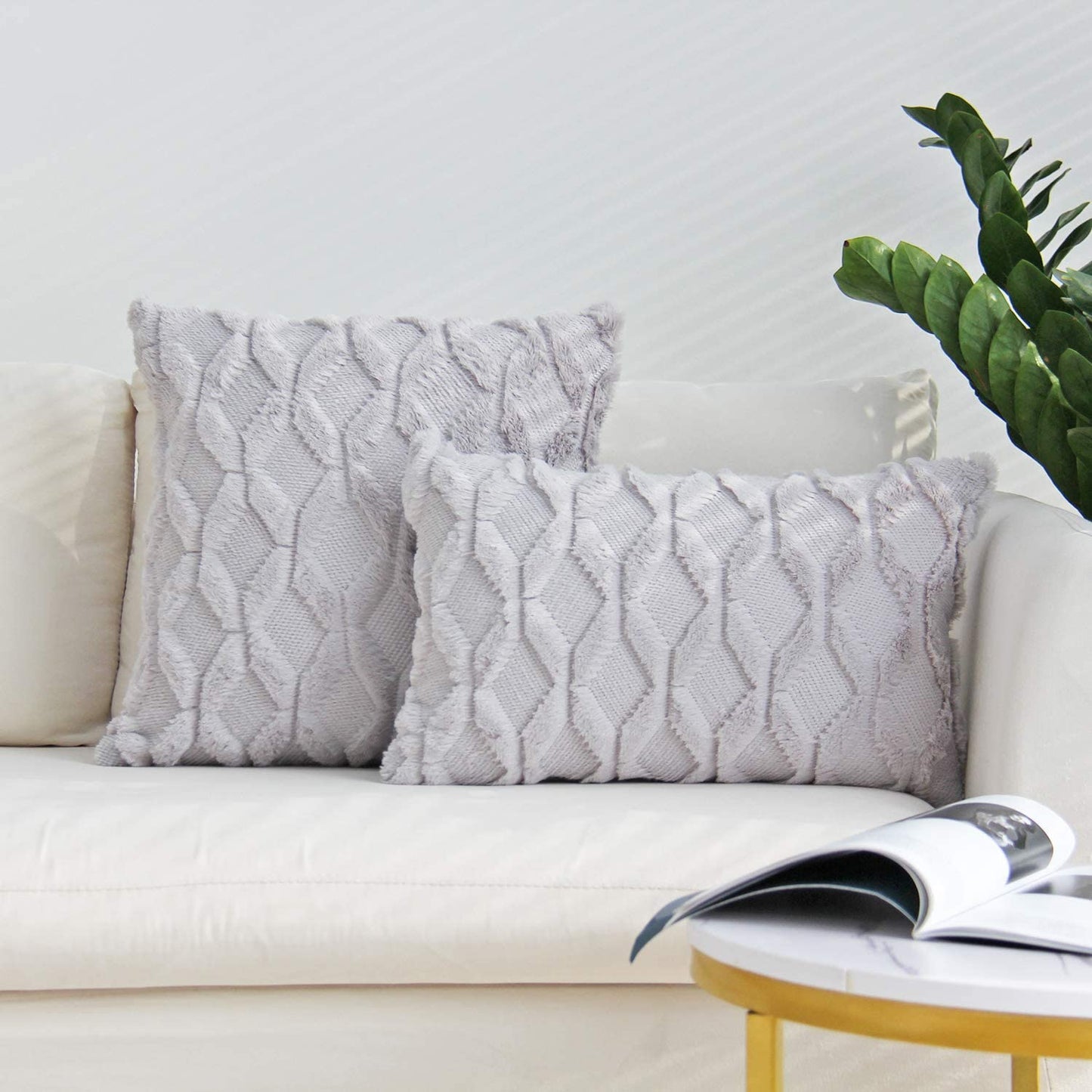 Pack of 2 One 18"x18" with a matching color of one 12"x20" Square and rectangle combo set throw pillow covers with inserts