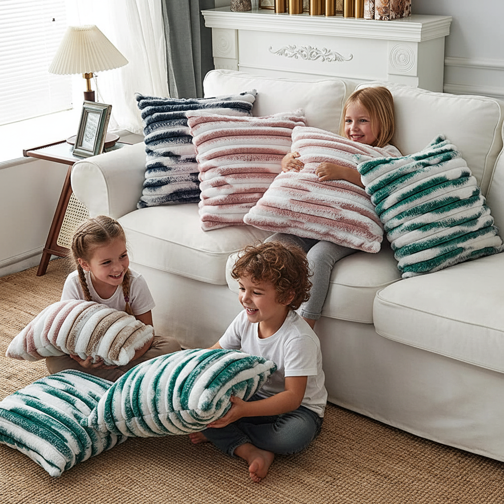 Set of 4 polyester blends well square throw pillow covers with inserts options (reversible sides) size 18"x18"