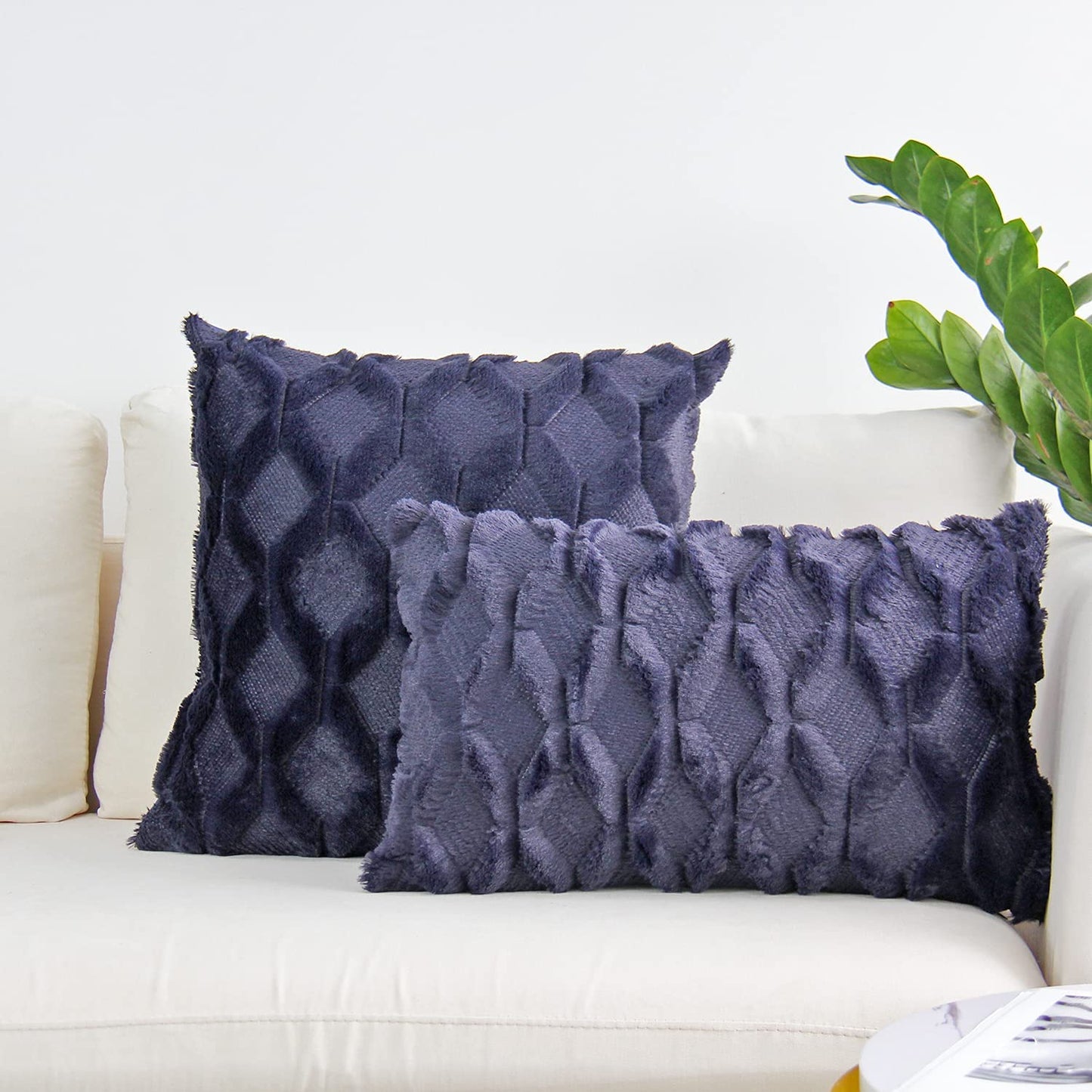 Pack of 2 One 18"x18" with a matching color of one 12"x20" Square and rectangle combo set throw pillow covers with inserts