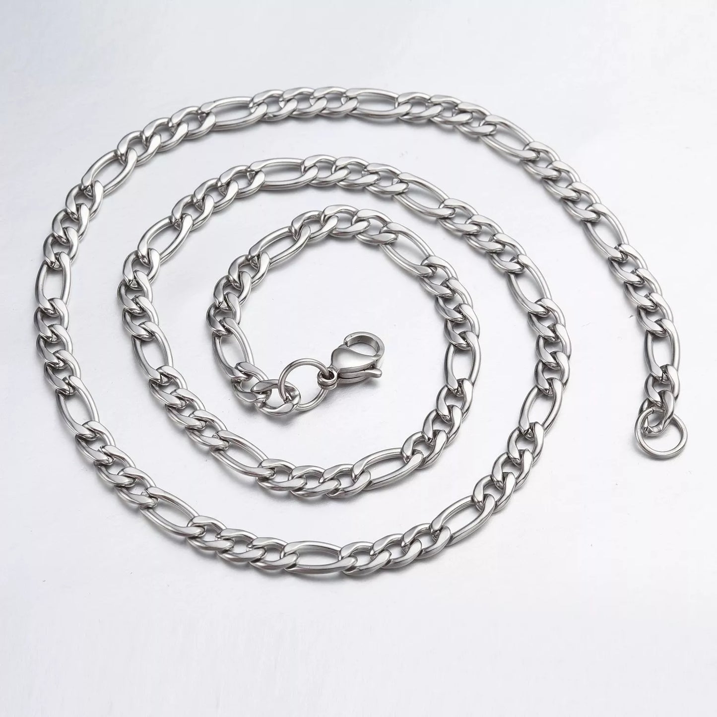 [SB12-9''] (make to order) 5.5mm 9"-100" silver stainless steel figaro necklace chain code sb12 local tx seller