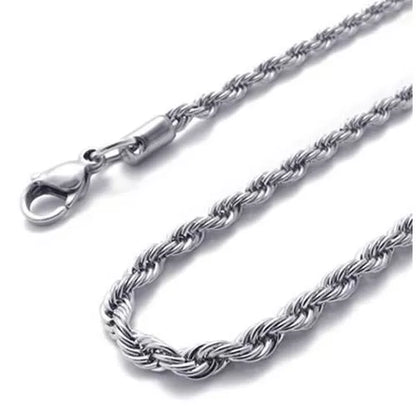 [SB07-16''] 4mm 16"-40" silver stainless steel rope necklace chain code sb07 tx local seller