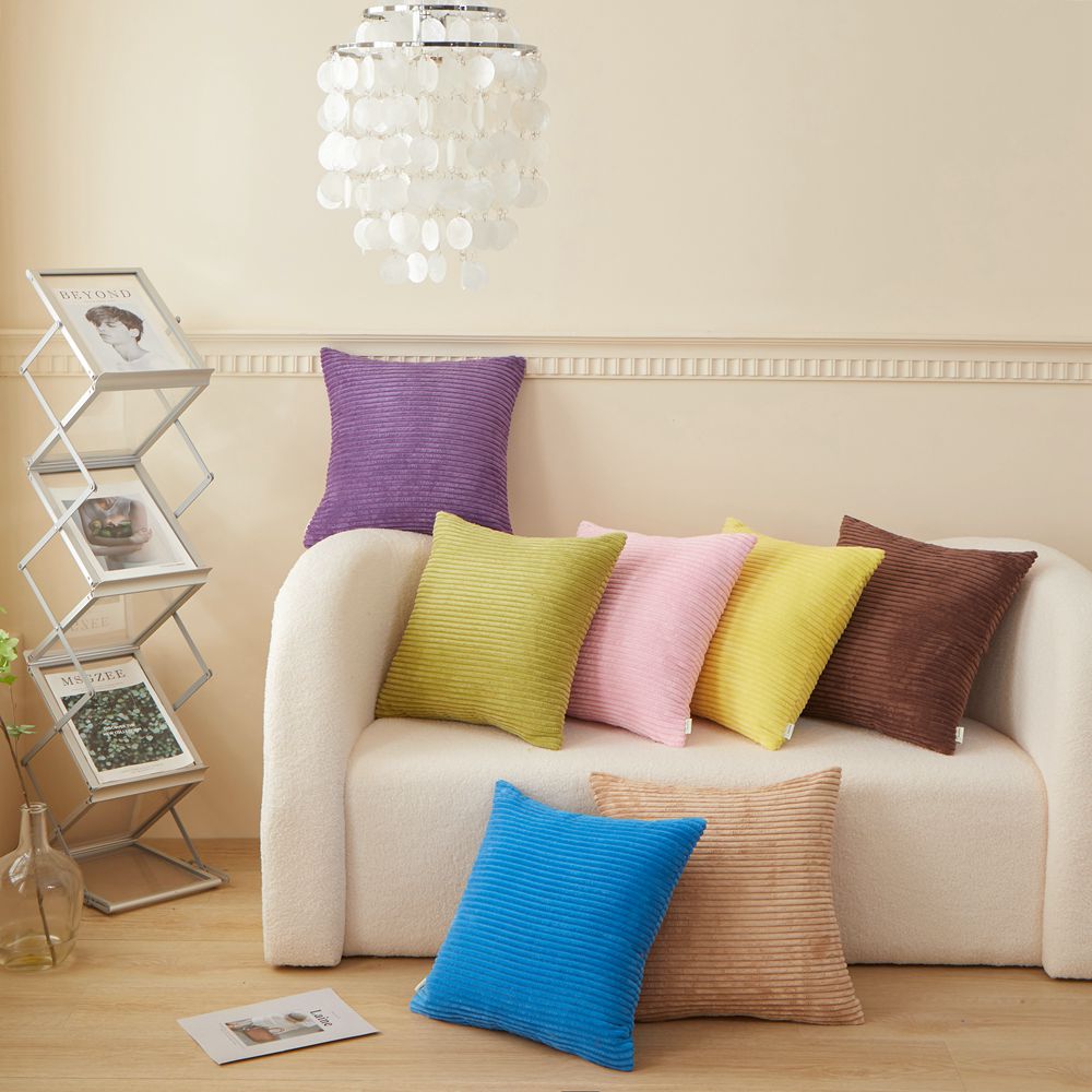 Set of 2  Stripe Throw Pillow (With/Without 450g Inserts) 7 colors options size 18"x18"