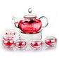 Tea set of tea pot with infuser + warmer and 6 double cups