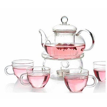 Teapot with infuser + warmer and 4 cups