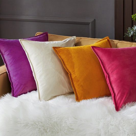 Square Cotton Velvet Pillow (With/Without Inserts) 20x20 inches, pack of 2 throw pillows