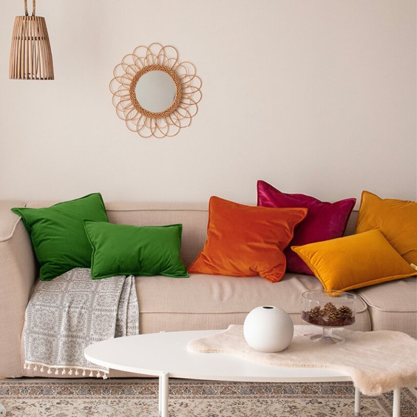 Square Cotton Velvet Pillow (With/Without Inserts) size 18"x18" set of 2 and 18 colors