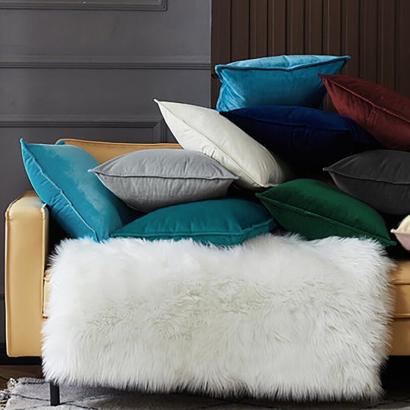 Square Cotton Velvet Pillow (With/Without Inserts) size 18"x18" set of 2 and 18 colors