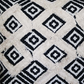 Handcrafted Square Jacquard Cotton Accent Throw Pillow, Geometric Tribal Pattern, White, Black, Beige