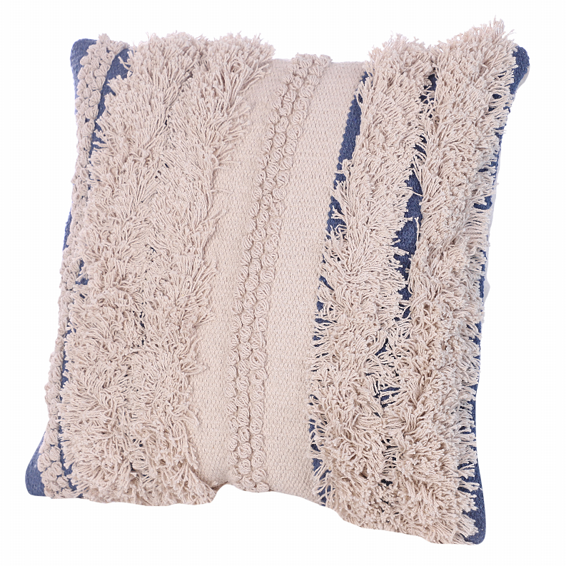 Handcrafted Soft Shaggy Cotton Accent Throw Pillow