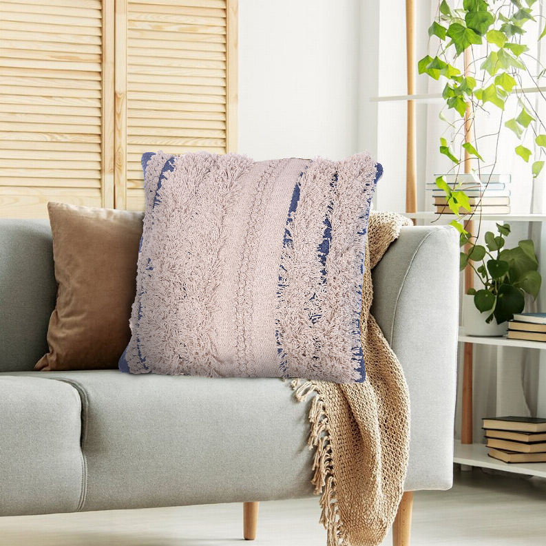 Handcrafted Soft Shaggy Cotton Accent Throw Pillow